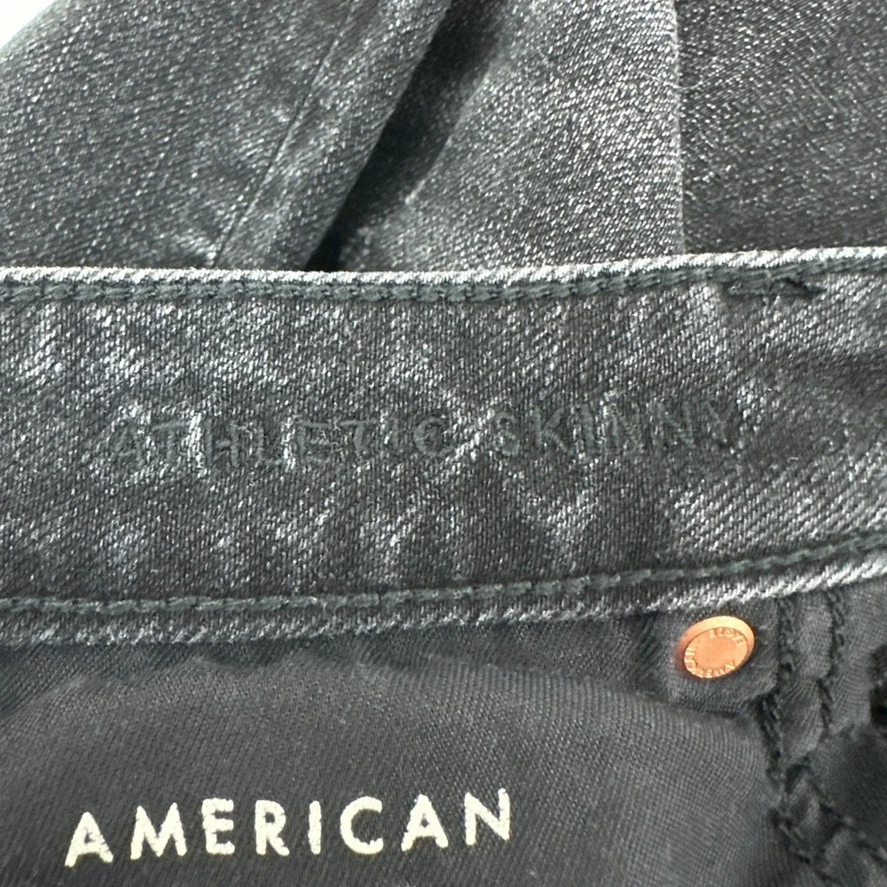 American Eagle Mens Athletic Skinny Jeans Black Distressed 32x32 21292